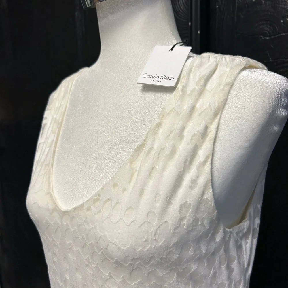 Calvin Klein NWT Burnout White Shift‎ Dress Size PL Beach Resort Vacation Summer - Picture 4 of 13